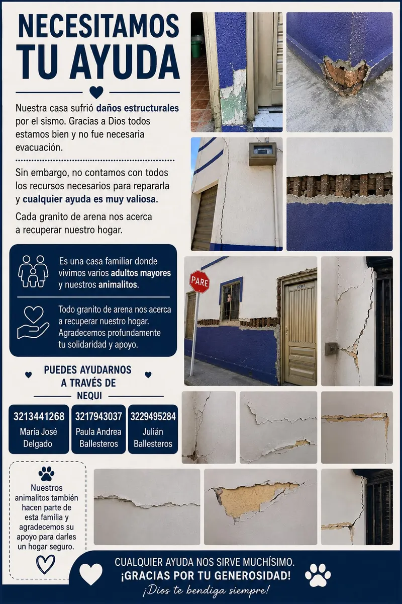 Foto 1 de los daños reportados por Paula Andrea ballesteros cardona